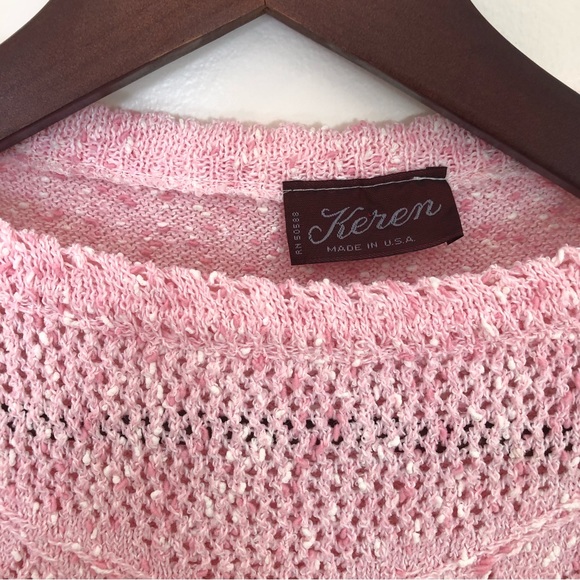 Vintage Candy Pink Keren Made In USA 80s Sweater Small - Picture 3 of 14